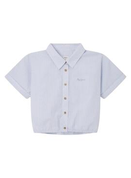 Camicia Pepe Jeans Olympia a righe blu per bambina.