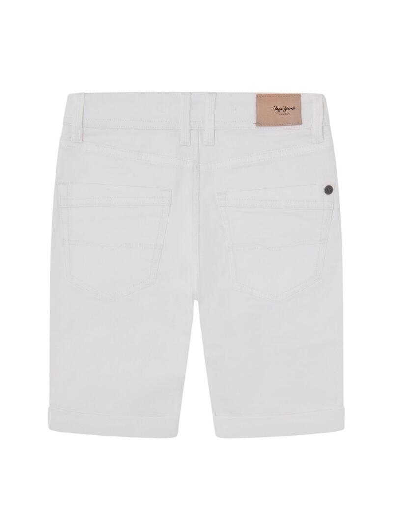 Bermuda in jeans Pepe Jeans slim bianchi per ragazzi.