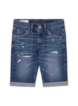 Bermuda jeans Pepe Jeans slim repair per ragazzi