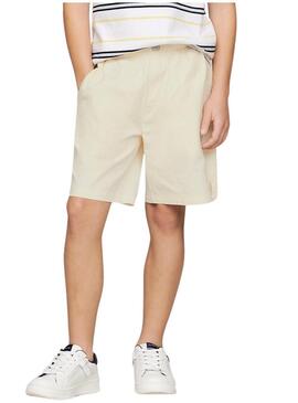 Bermuda Tommy Hilfiger in popeline beige per bambino.