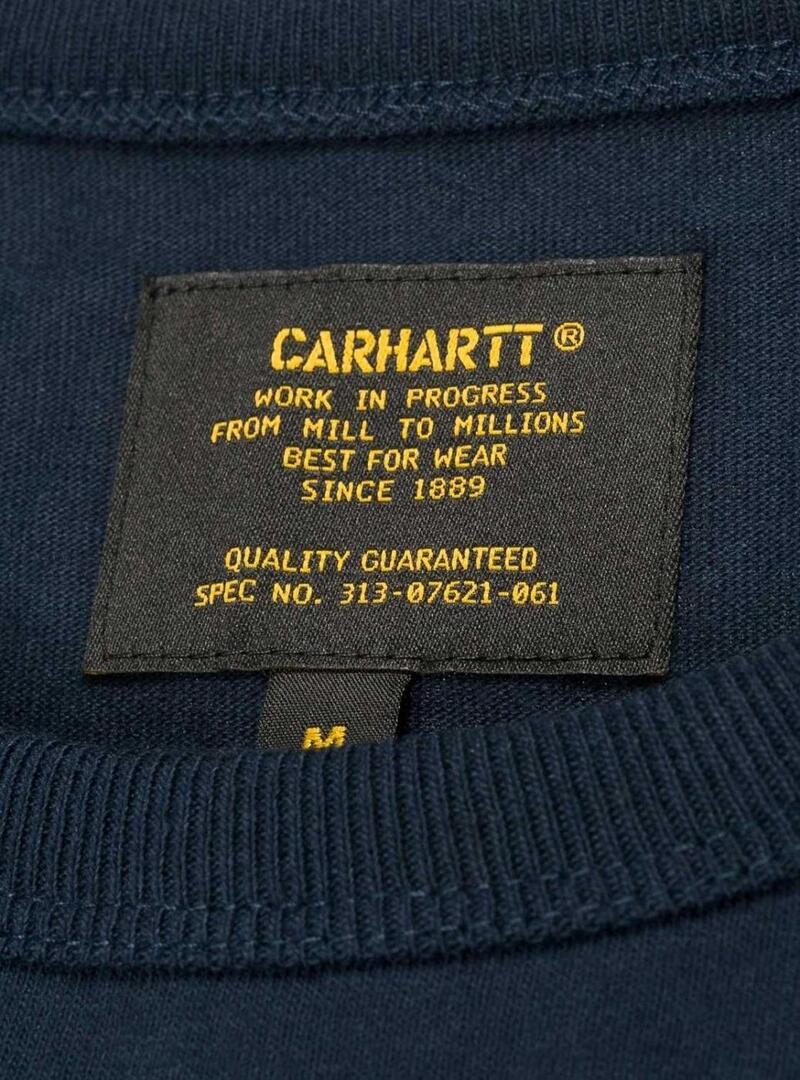 T- Shirt Carhartt White Flag Blu Navy  