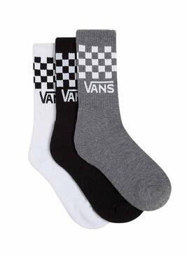 Pacco 3 Calze Vans Drop V Grigio Nero Bambino Bambina