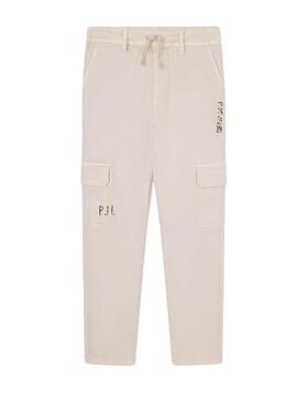 Pantaloni Pepe Jeans Tadeo Beige per Bambino