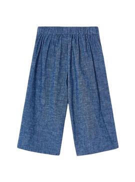 Pantaloni Mayoral Culotte in Lino Blu per Ragazza