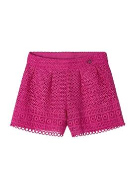 Short Mayoural in pizzo fucsia per bambina.