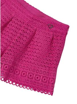 Short Mayoural in pizzo fucsia per bambina.