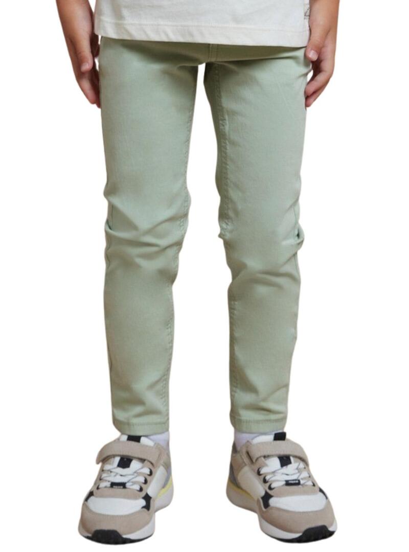 Pantaloni Mayoral in gabardina slim basic verde per bambino