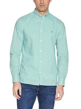 Camicia Tommy Hilfiger Flex Testurizzata Verde per Uomo