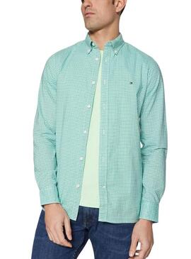 Camicia Tommy Hilfiger Flex Testurizzata Verde per Uomo