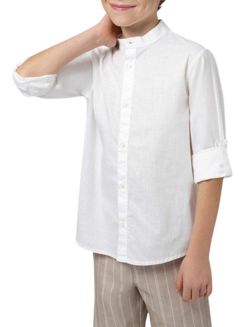 Camicia Mayoral Mao a maniche lunghe bianca per bambino