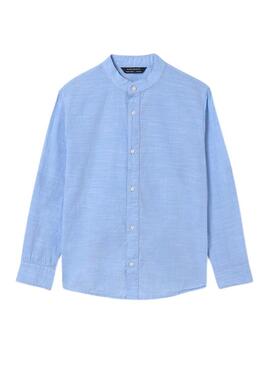 Camicia Mayoral Mao a manica lunga blu per bambino