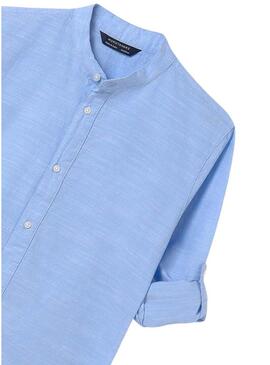 Camicia Mayoral Mao a manica lunga blu per bambino