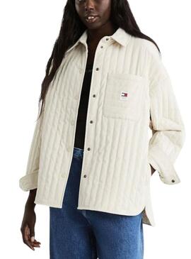 Overshirt Tommy Jeans Quilted Beige per Donna