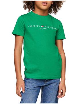 Maglietta Tommy Hilfiger Essential Verde per Ragazzo