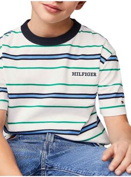 Maglietta a righe Tommy Hilfiger Monotype per bambini