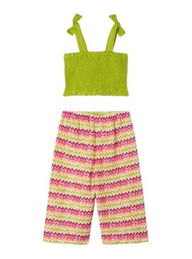 Set Mayoral Smock Verde Per Bambina