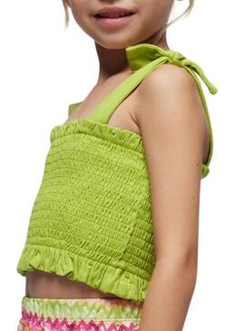 Set Mayoral Smock Verde Per Bambina