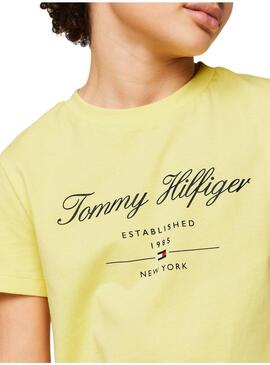 Maglietta Tommy Hilfiger Script Gialla per Bambino