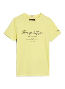 Maglietta Tommy Hilfiger Script Gialla per Bambino