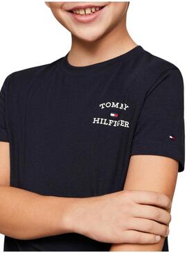 Maglietta Tommy Hilfiger Logo Blu Marino per Bambino