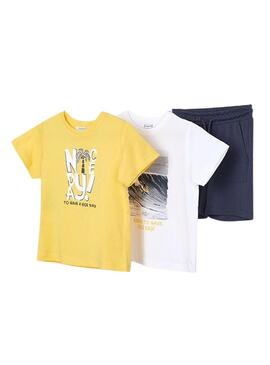 Set Mayoral 2 Magliette Giallo Bianco Bambino