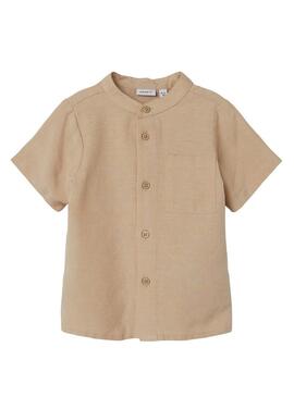 Camicia Name It Faher in lino color tostato per bambino