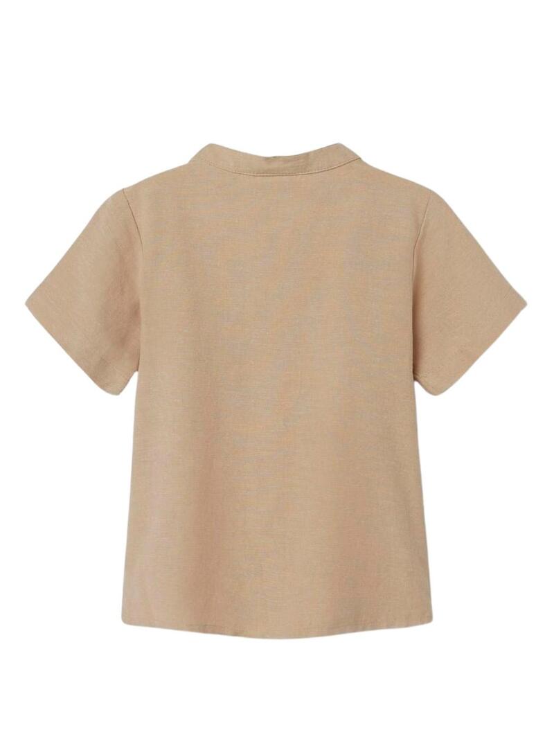 Camicia Name It Faher in lino color tostato per bambino