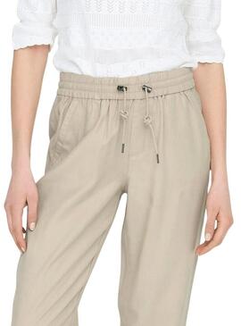 Pantaloni Only Kelda Beige per Donna