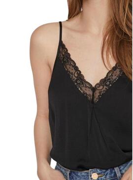 Top Vila Vicava V-Neck Lace Nero per Donna