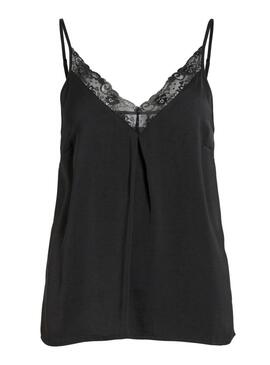 Top Vila Vicava V-Neck Lace Nero per Donna