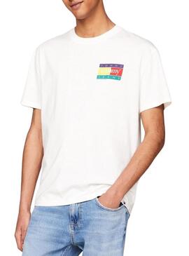 Maglietta Tommy Jeans Color Flag bianca per uomo