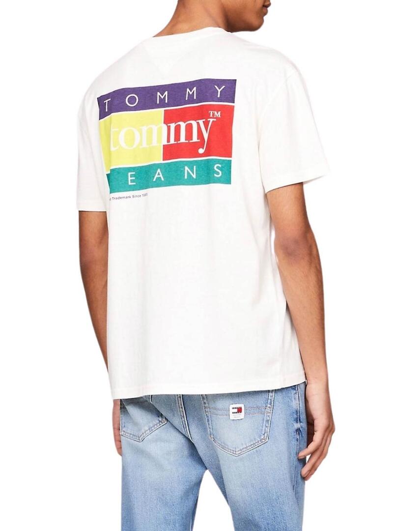 Maglietta Tommy Jeans Color Flag bianca per uomo