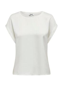 Top Only Lieke in raso bianco per donna