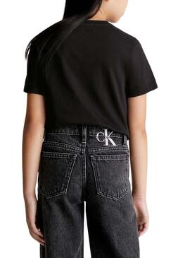 Maglietta Calvin Klein Mini Badge Nero Bambino Bambina