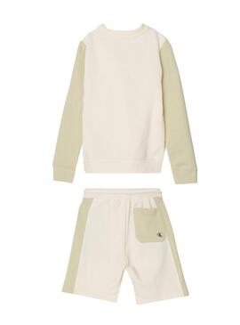 Set Calvin Klein Color Block Beige Bambino