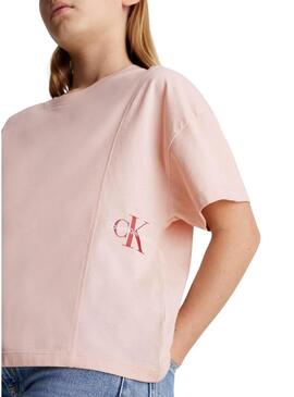 Maglietta Calvin Klein Monogram Off Rosa Ragazza