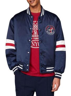 Giacca bomber Tommy Jeans Varsity Explorer blu marino per uomo.