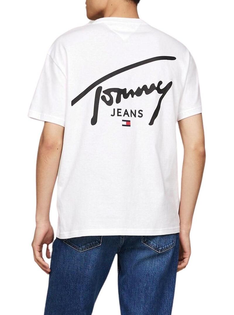 Maglietta Tommy Jeans Signature bianca per uomo