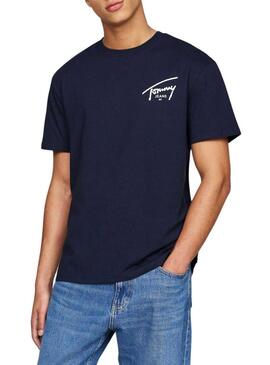 Maglietta Tommy Jeans Signature blu navy per uomo