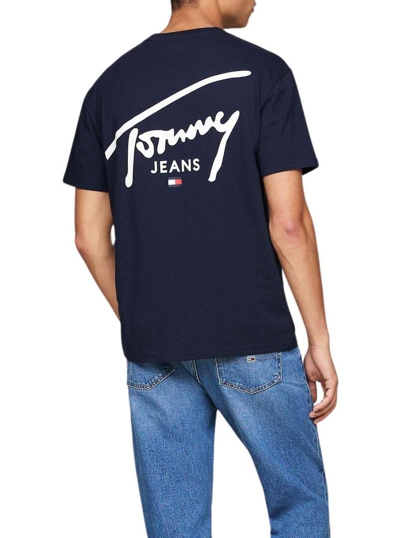 Maglietta Tommy Jeans Signature blu navy per uomo