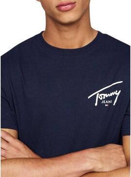 Maglietta Tommy Jeans Signature blu navy per uomo