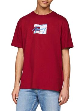 Maglietta Tommy Jeans Logo bordeaux per uomo