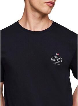 Maglietta Tommy Hilfiger Stack blu scuro per uomo