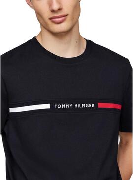 Maglietta Tommy Hilfiger Logo Insert blu navy per uomo