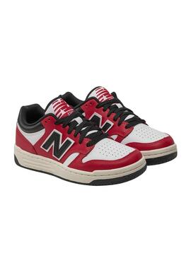 Scarpe New Balance 480 rosse, bianche e nere