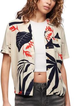 Camicia Superdry Beach Resort Beige per Donna