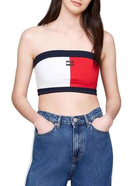 Top Tommy Jeans Tube colorblock per donna