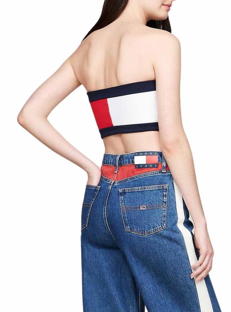 Top Tommy Jeans Tube colorblock per donna