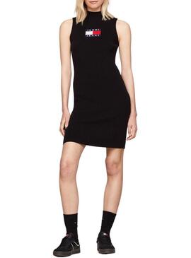 Abito Tommy Jeans Center Flag nero per donna.