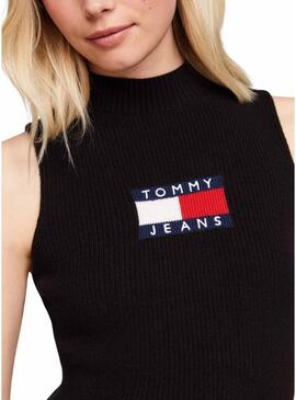 Abito Tommy Jeans Center Flag nero per donna.